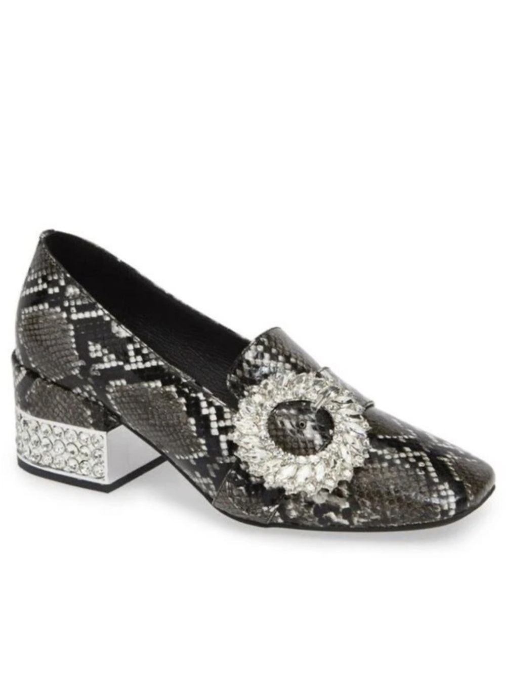 Jeffrey Campbell Louisa Leather Snake Embossed Embellished Pump